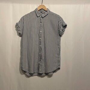 Share Beach Lunch Lounge Collection Blue/White Short Sleeve Button Down Shirt Si